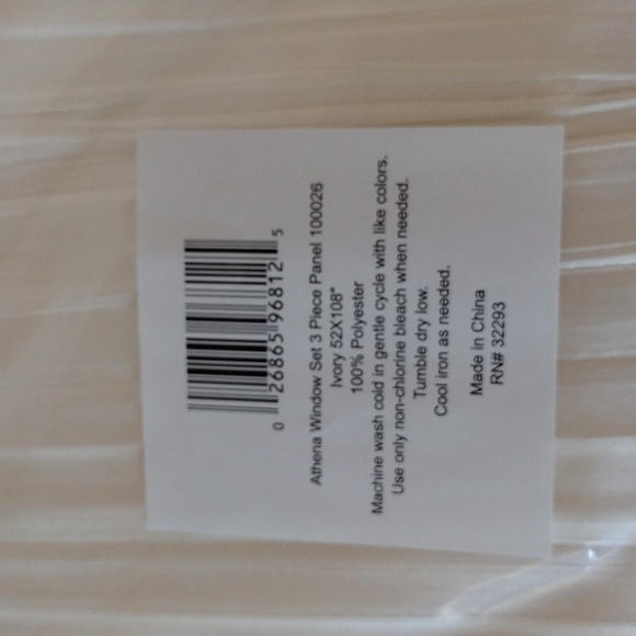 Athen Rod Pocket Pair of Curtain Panel with Scarf Valance Set of 3 Ivory… - Picture 5 of 6